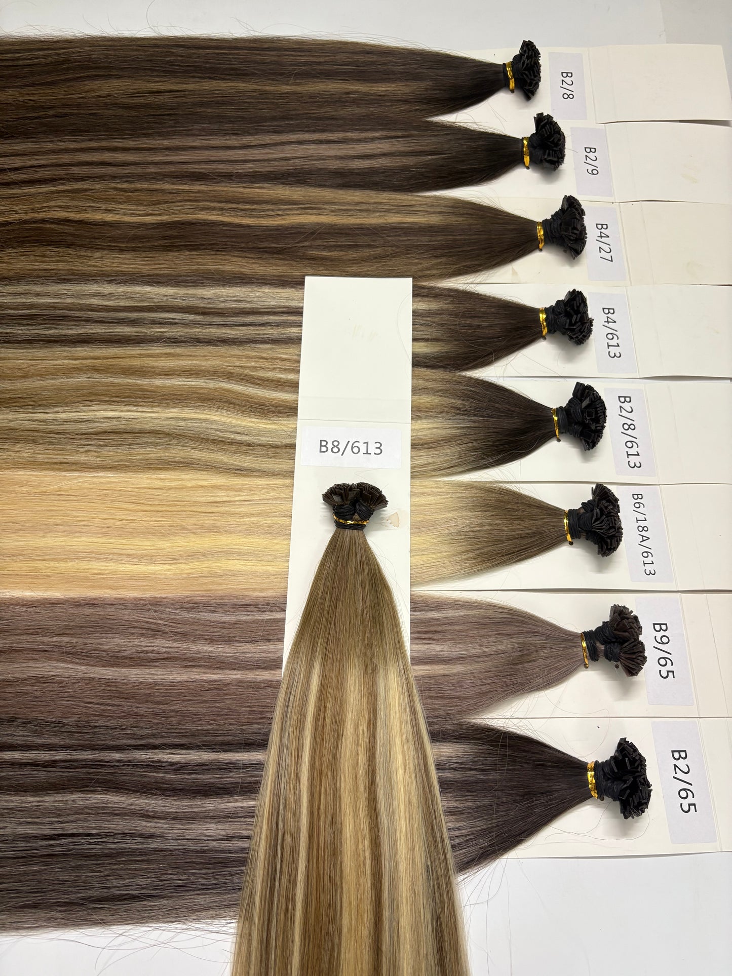 Keratin Flat Tips Darkroot highlight Virgin Remy Ktips extensions 100grams 24inch