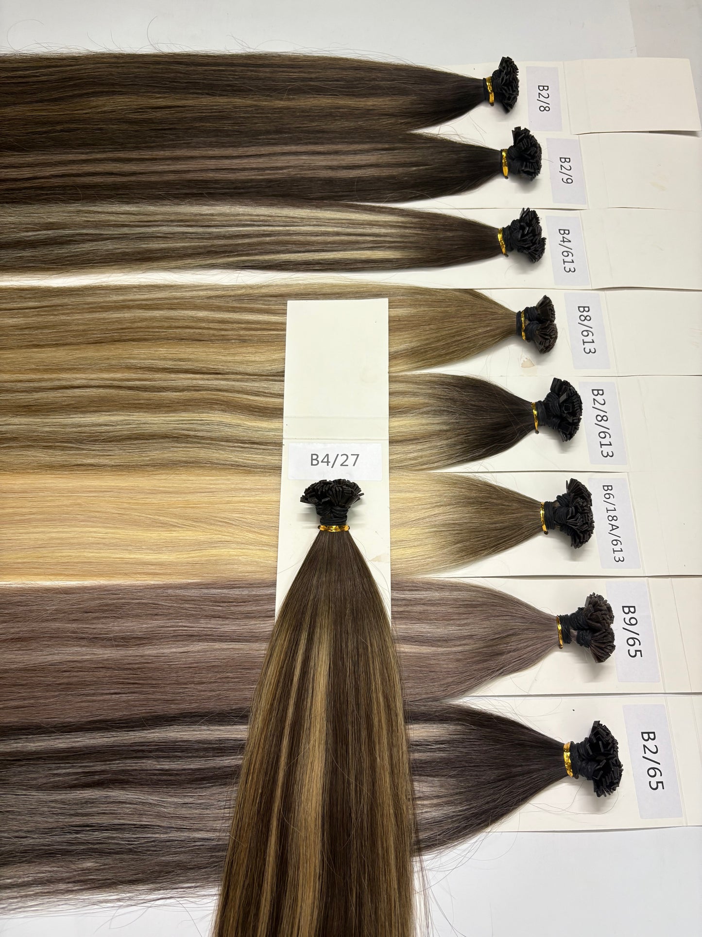 Keratin Flat Tips Darkroot highlight Virgin Remy Ktips extensions 100grams 24inch