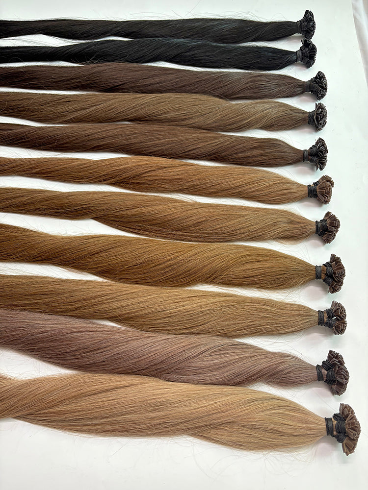 Keratin Flat Tips Brown Pure Color Virgin Remy Ktips extensions 100grams 24inch